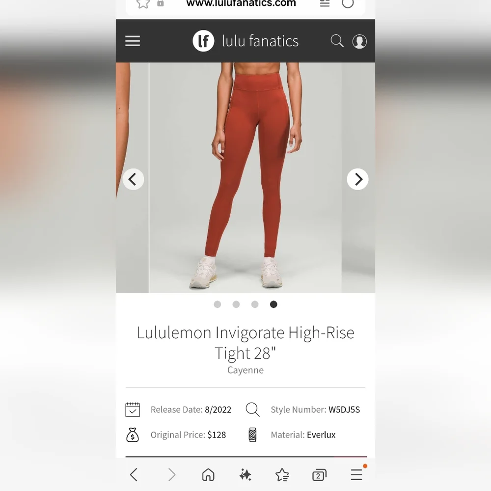 Lululemon Invigorate HR Leggings Cayenne Size 6 28" - Picture 5 of 7